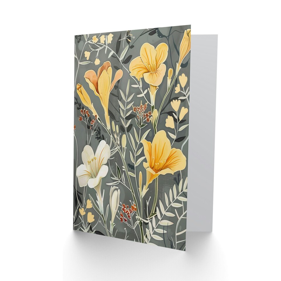 image 1 of Dark Freesia Flowers Wildflowers Bloom Woman Her Birthday Card