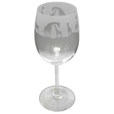 Animo Glass Etched Wine Glass Giraffe