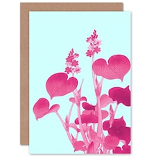 Ohara Koson Blooming Hosta Pink Art Blank Just to Say Card