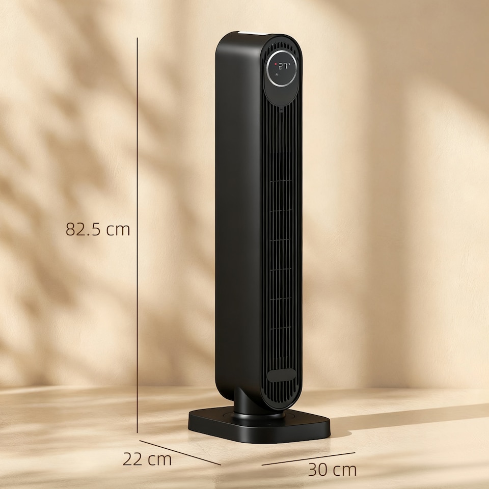 image 1 of HOMCOM Ceramic Space Heater, 2000W Fan Electric Heater with 3 Modes, 15H Timer, Adjustable Thermostat, Oscillation, Remote Control, Tip-Over and Overheat Protection, Low Energy for Bedroom, Black | Black