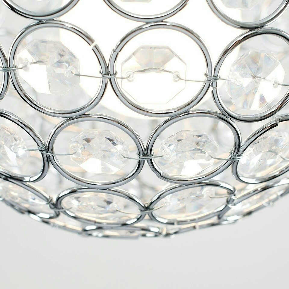 image 1 of ValueLights Modern Chrome Globe Ceiling Light Shade With Acrylic Crystal Effect Jewels
