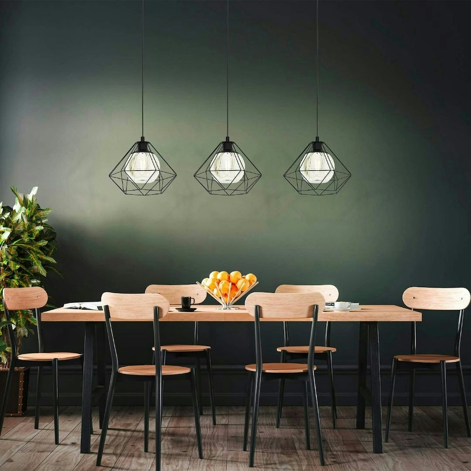 image 1 of Burton 3 Light Black Ceiling Pendant Bar