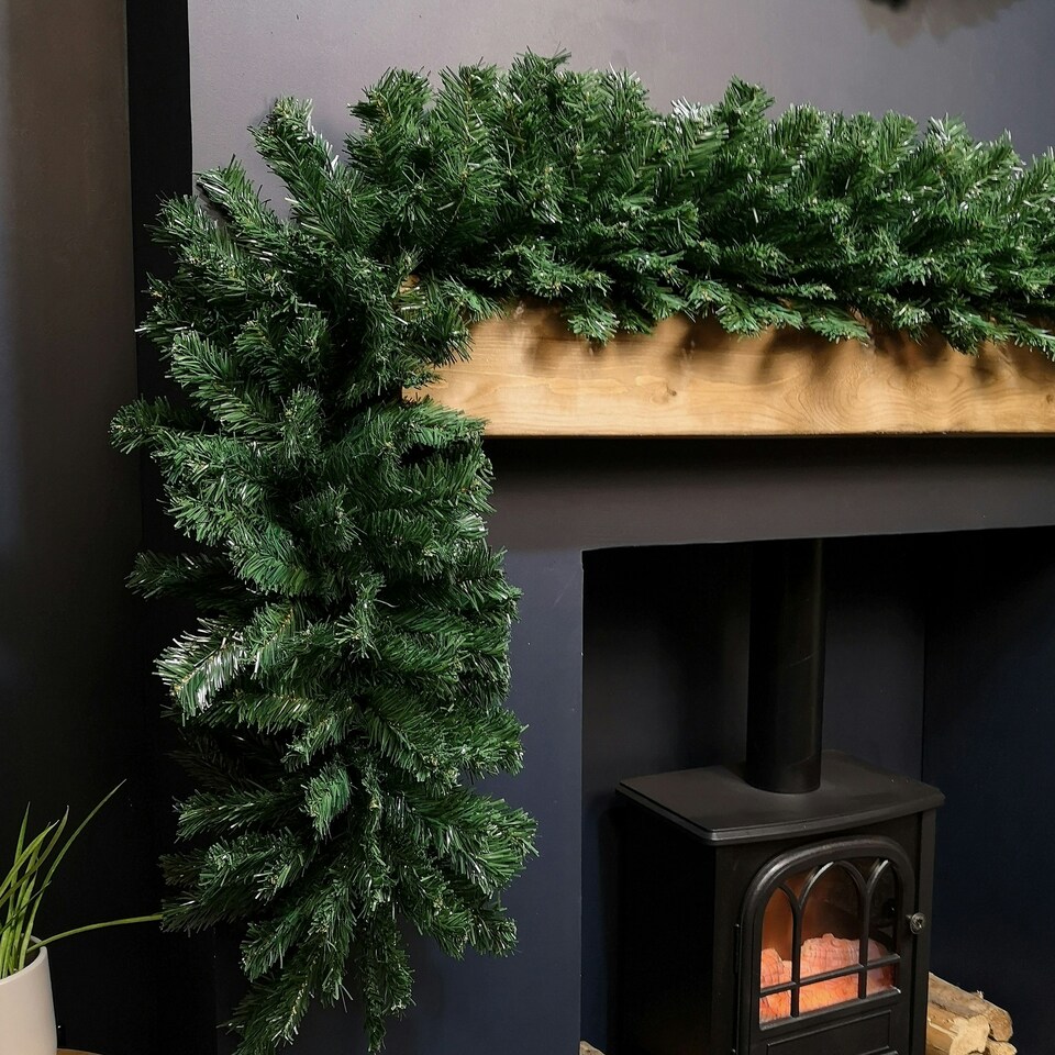 image 1 of 2.7m (9ft) x 38cm Premier Luxury Extra Bushy Plain Green Christmas Garland