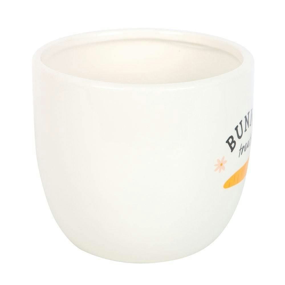 Something Different Bunny Treats Ceramic Pot - White/Orange/Green - One Size