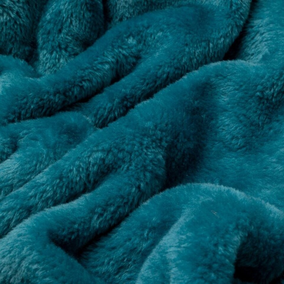 image 1 of Mink Throw Soft Touch Blanket Fleece Faux Fur 200x240cm | Blue | Teal