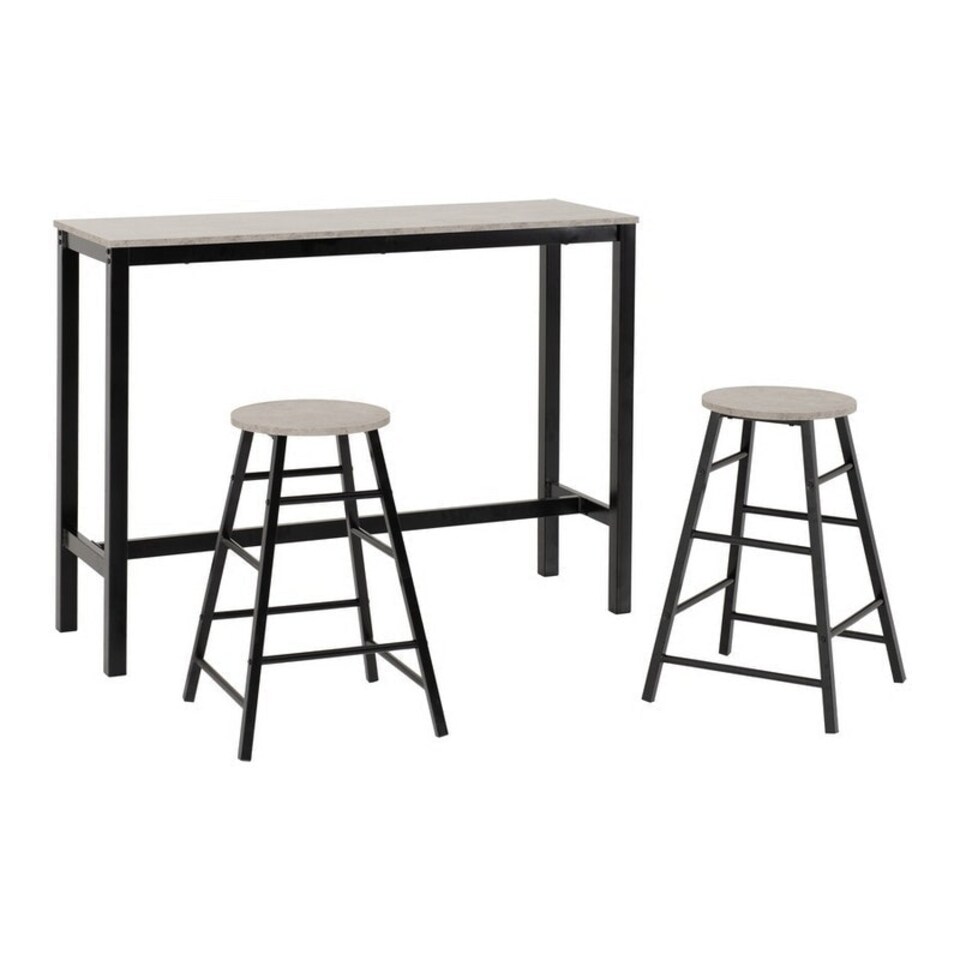 image 1 of Athens Breakfast Bar Set - Concrete Effect/Black | Grey | 3