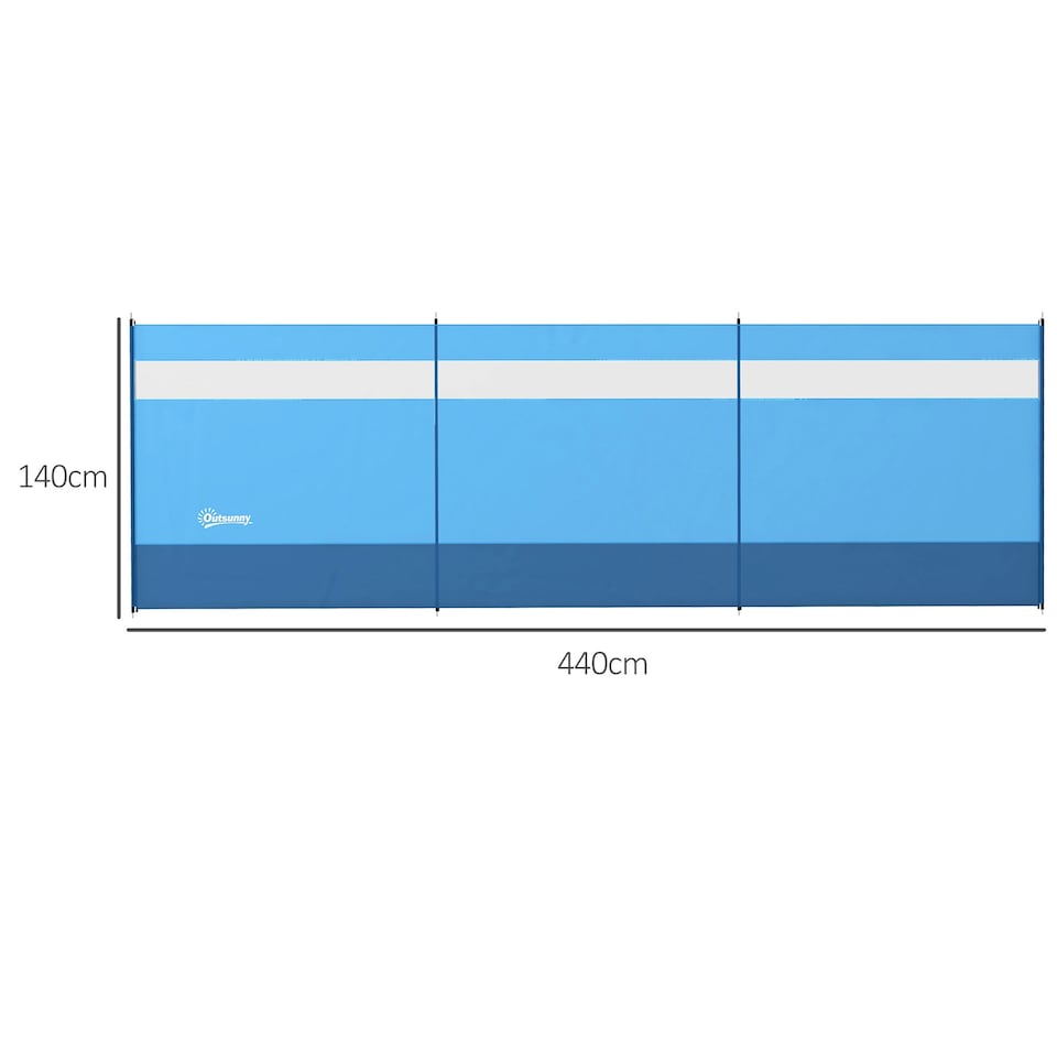 image 1 of Outsunny Camping Windbreaks with Clear Windows and Carry Bag, 440 x 140cm, Blue