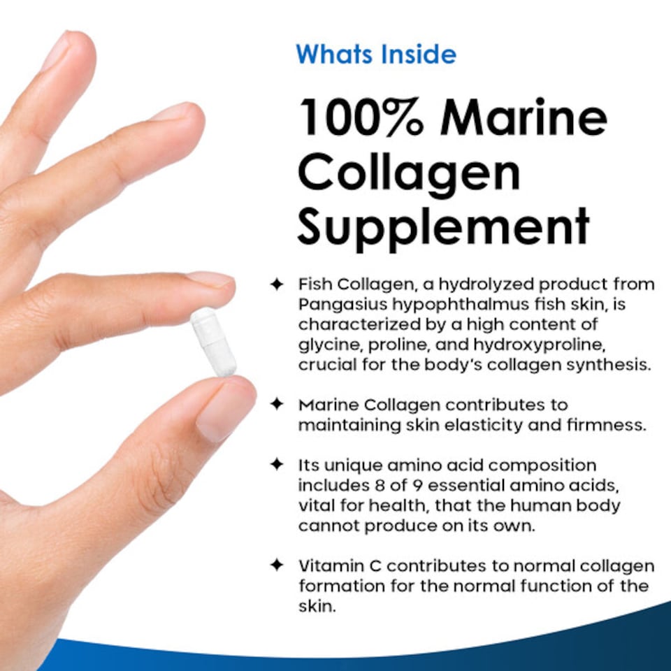 image 1 of Super Collagen Capsules 100 Percent Marine Collagen 1060mg Type 1