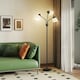 image 2 of HOMCOM Tree Floor Lamp with 3 Adjustable Light, Industrial Standing Lamp, Black