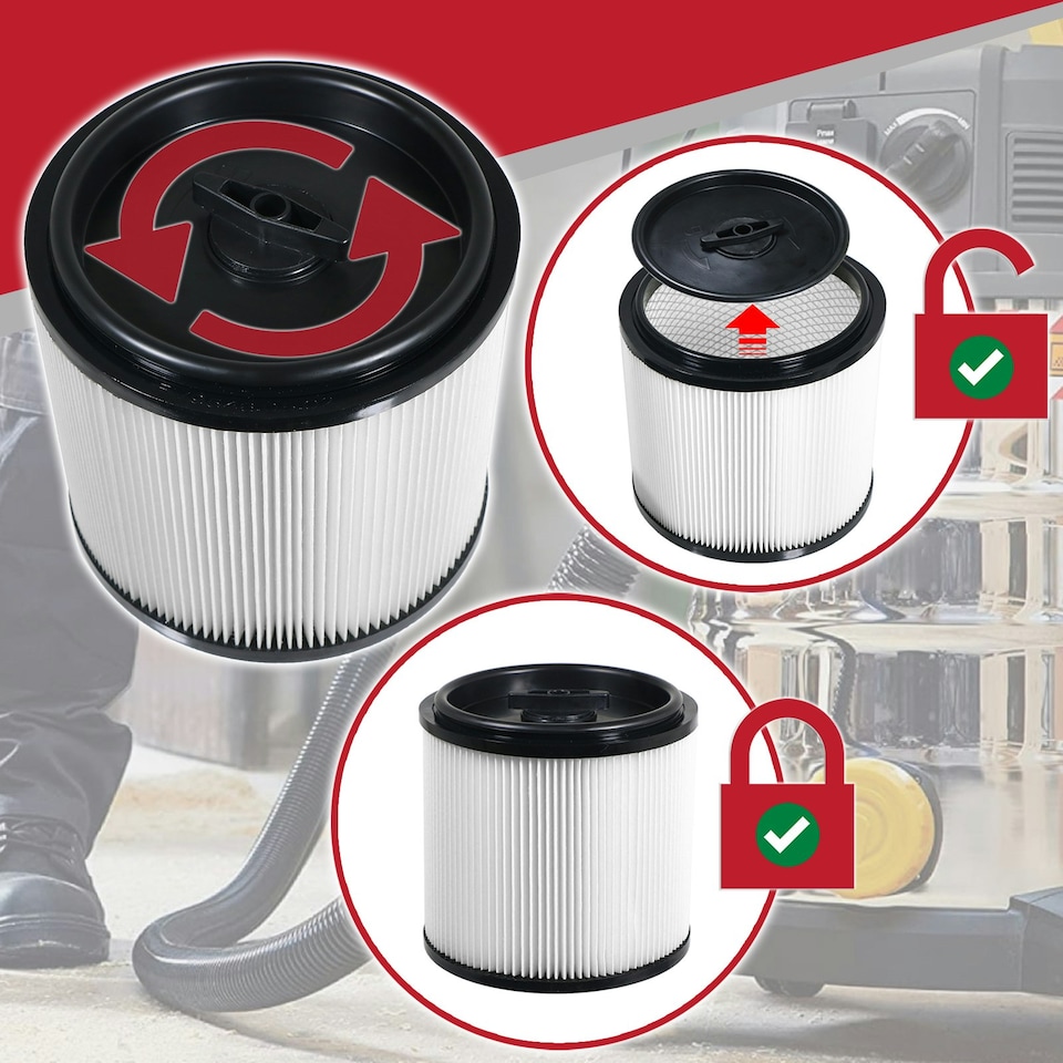 image 1 of SPARES2GO Wet & Dry Cartridge Filter compatible with Guild 8815785 GWD30 8642240 GWD30P 16L 30L Vacuum Cleaner