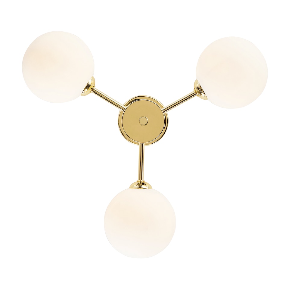 image 1 of Contemporary Chic Polished Gold Ceiling Light with Opal White Globe Glass Shades | Gold