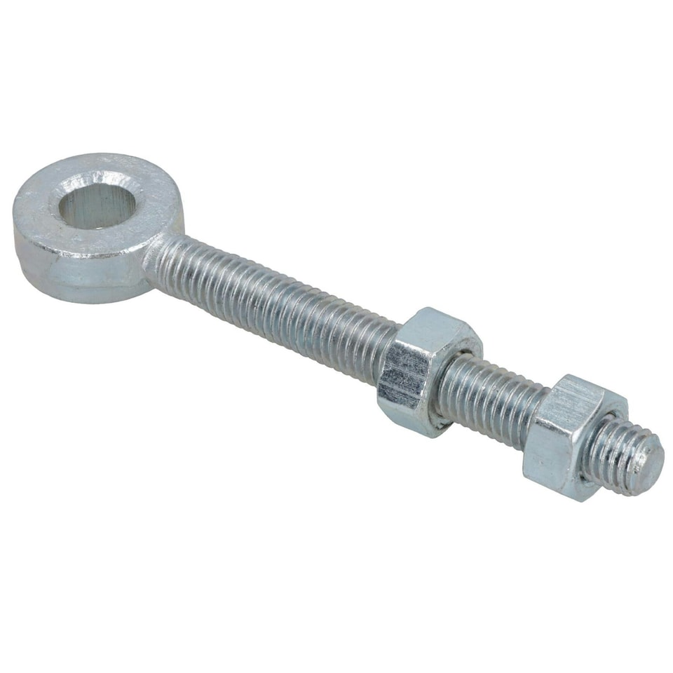 image 1 of Swing Gate Long Eye Bolts Hinge + Nuts Adjustable Zinc Plated 12 x 150mm 4pc Silver