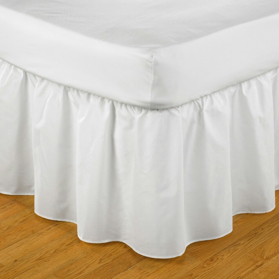 image 1 of Belledorm Easy Fit Frilled Platform Valance - White - Superking