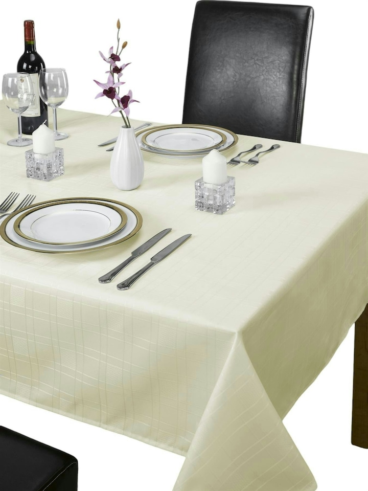 image 1 of Chequers Tablecloth - Cream - 127x178cm | Cream