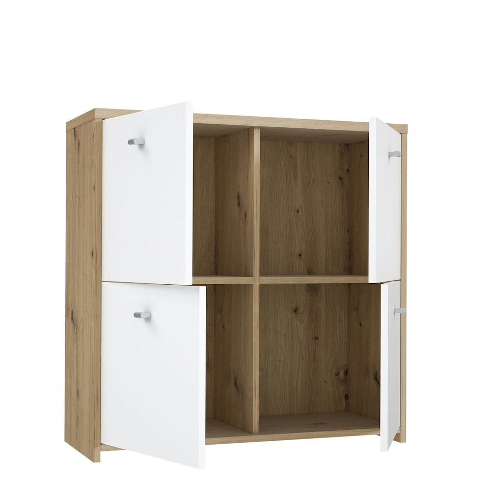 image 1 of Best Chest 4 Door Storage Cabinet White & Oak White