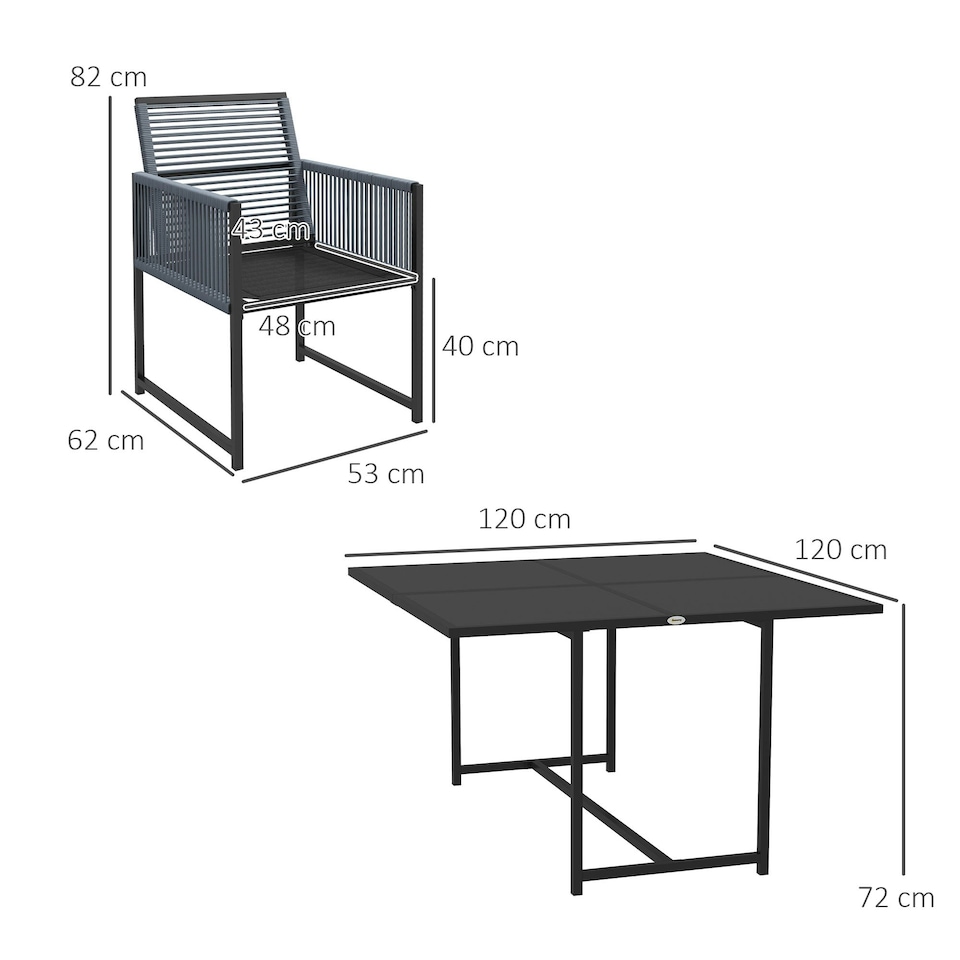 image 1 of Outsunny 5 Pieces Patio Dining Set with Foldable Back for Poolside