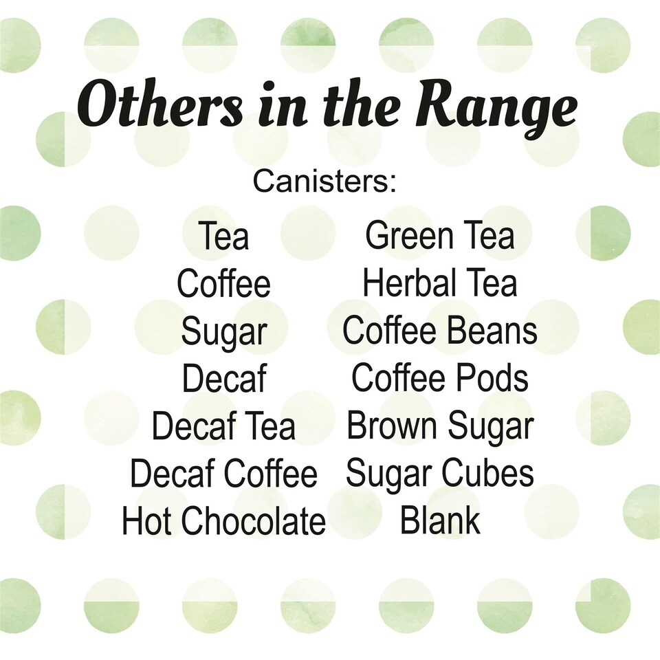 image 1 of Green Polka Dots Tea, Coffee & Sugar Large Kitchen Canisters - Set of 3