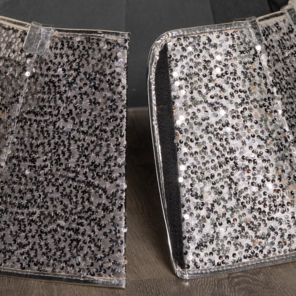 image 1 of 40cm/68cm Silver Fabric Folding Christmas Tree Skirt Decoration with Sequins