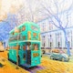 image 4 of London Bus Green (Canvas Print) 24" x 16"