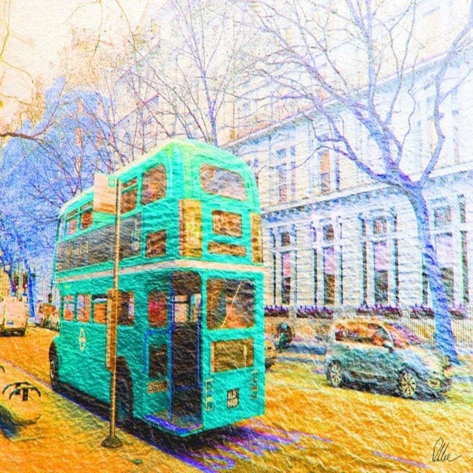 image 1 of London Bus Green (Canvas Print) 24" x 16"