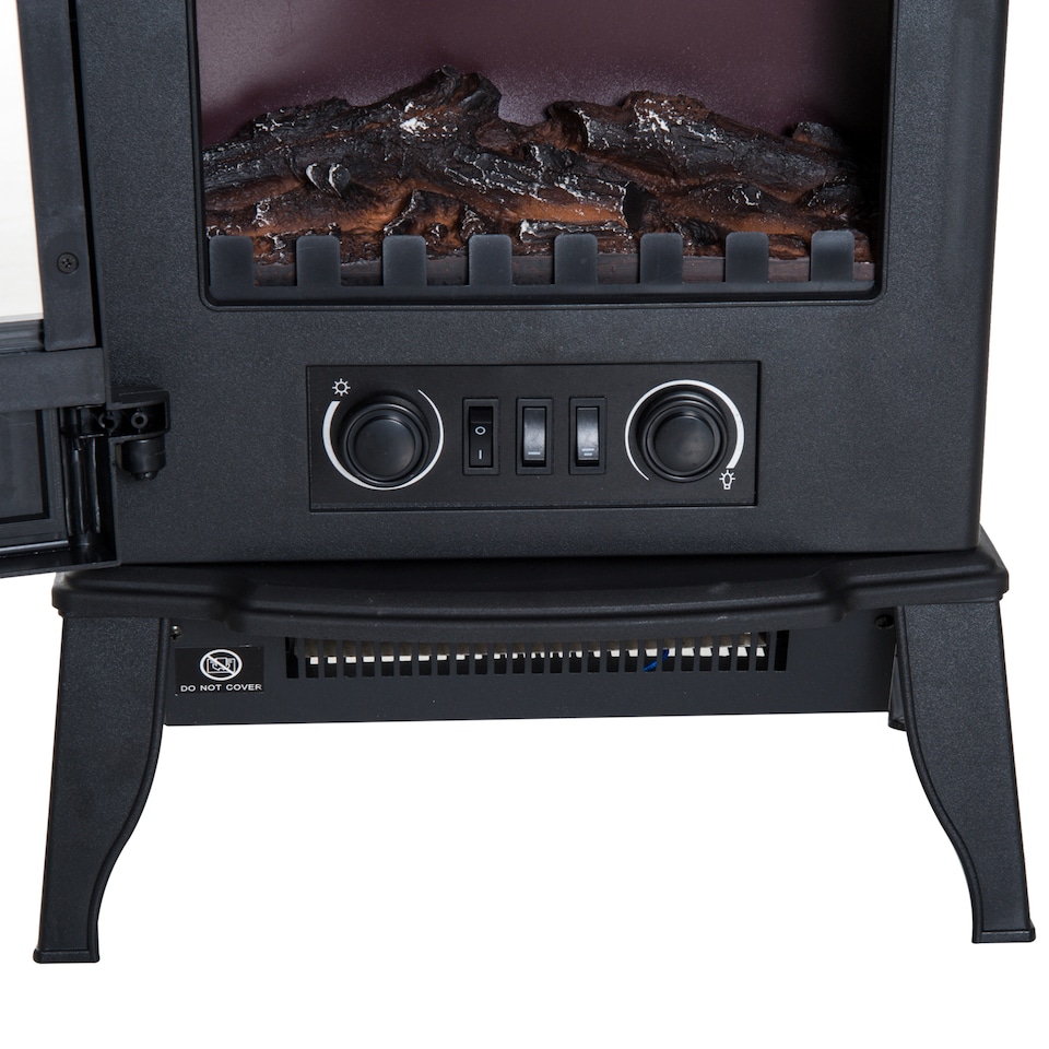 image 1 of HOMCOM Electric Stove Heater LED Flame Effect 1000W/2000W | Black