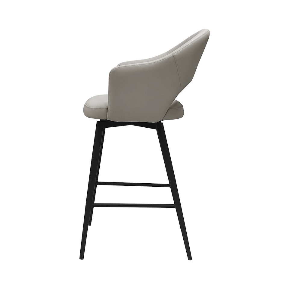 image 1 of Bentley Designs - Sterling 180° Return Swivel Barstool With Black Sand Powder Coated Legs - Light Grey Faux Leather (Single)