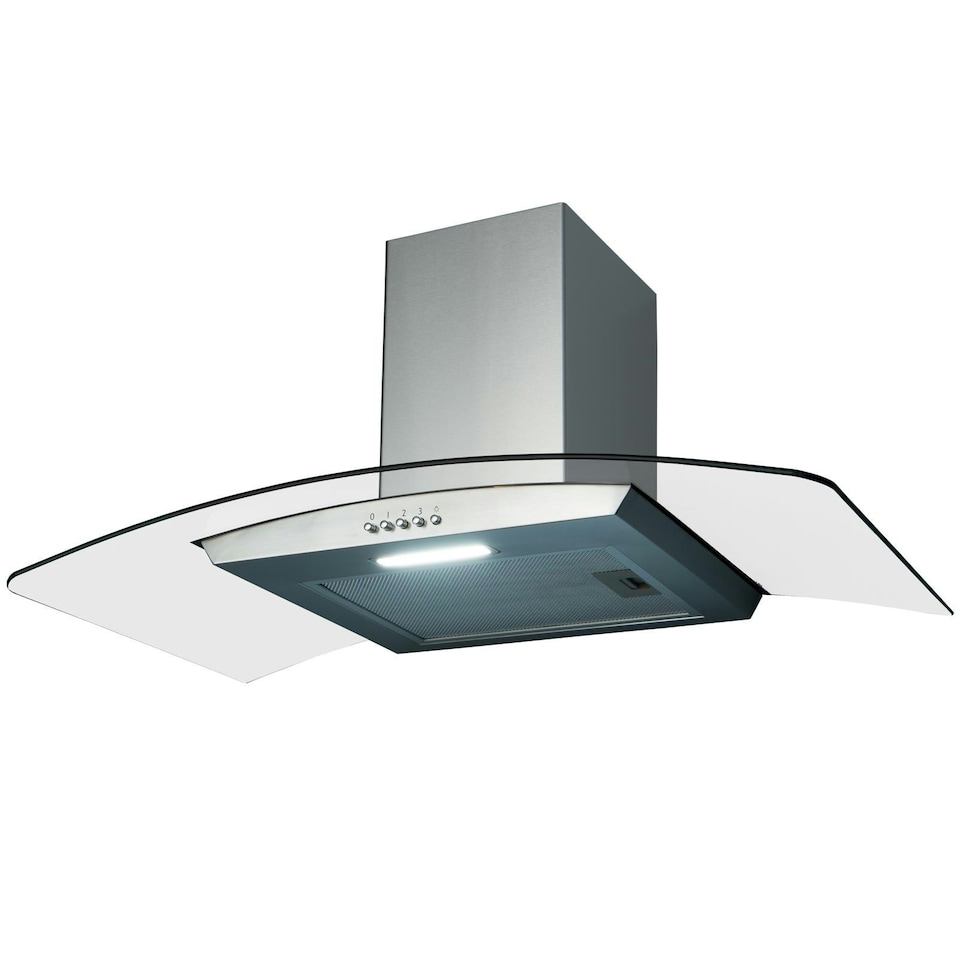 image 1 of SIA CGH80SS 80cm Stainless Steel Curved Glass Cooker Hood Extractor Fan