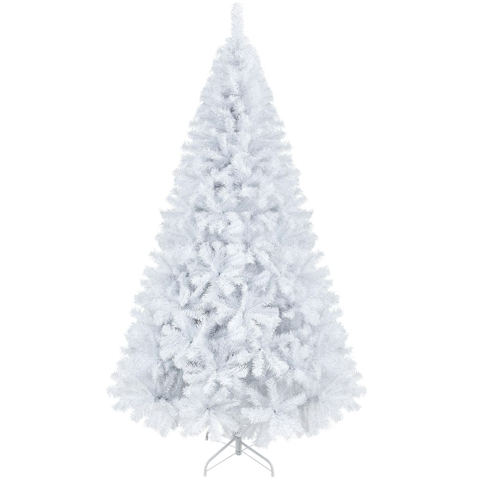 image 1 of Yaheetech 219 cm Tall Hinged Fir Holiday Decoration Artificial Christmas Tree White