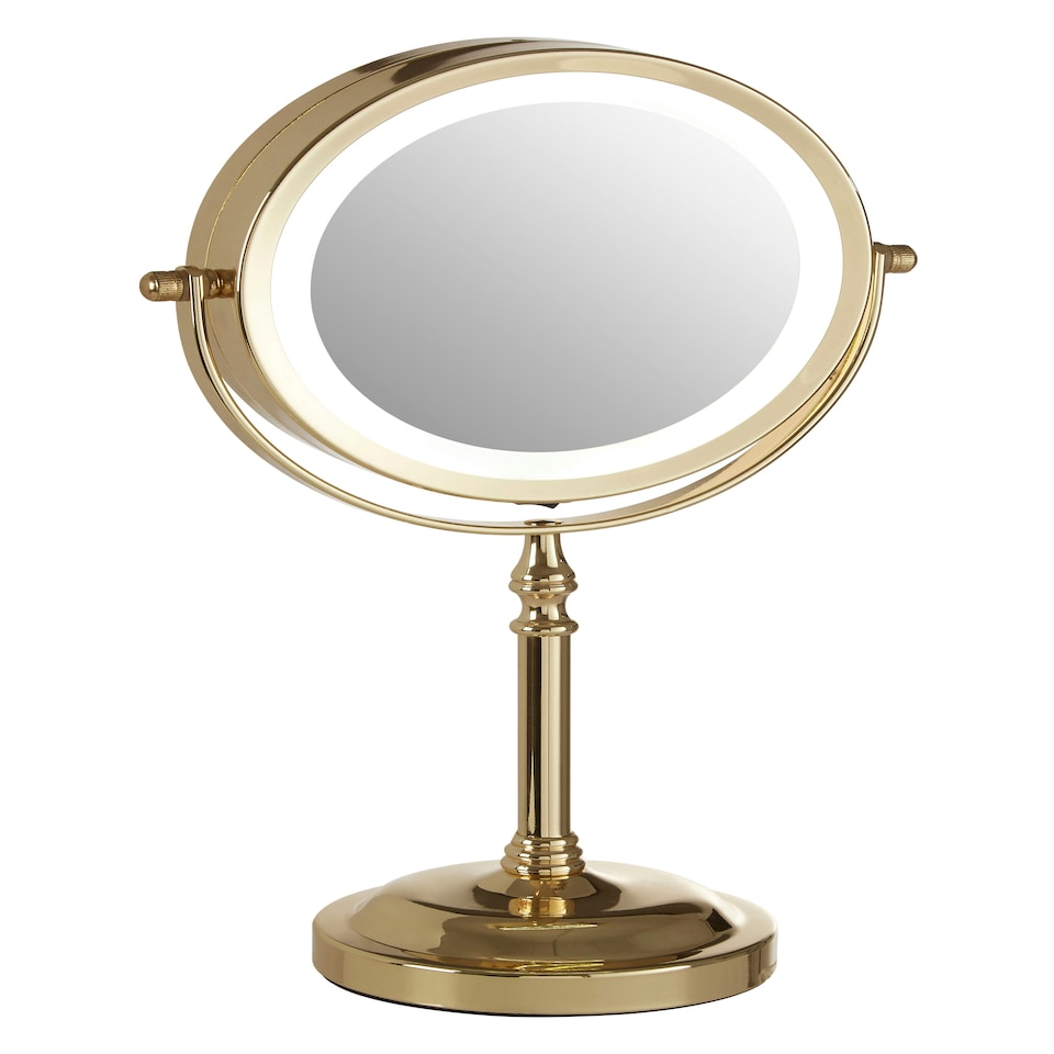 image 1 of Cassini Gold Colour Iron Led Table Mirror Gold