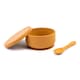 image 1 of Tiny Dining Silicone Suction Bowl & Spoon Set - Ochre - Non-Slip Silicone Baby Toddler Weaning Bowl Feeding Set | Yellow | Ochre