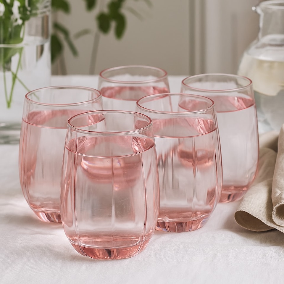 image 1 of Pasabahce Coloured Drinking Glasses Tumblers Set | Pink | Pink 240ml | Set of 6 | 6