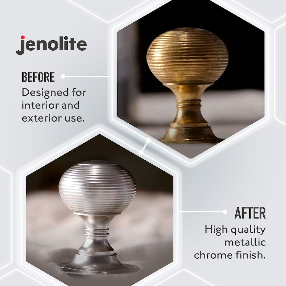 image 1 of Jenolite Smooth Metallic Interior/Exterior Paint - Chrome - 400ml Spray Can - 3-Pack