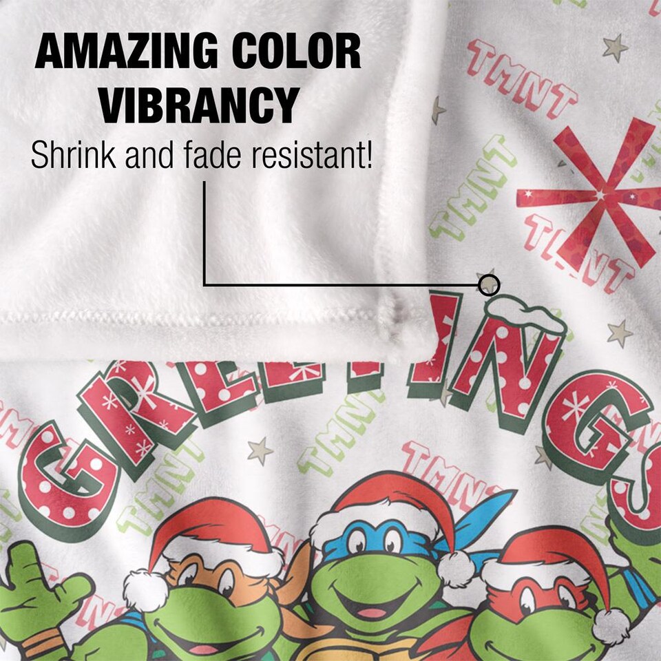 image 1 of TMNT Greetings Silky Supersoft Blanket | Multi | Multicoloured | 152cm x 127cm | 1