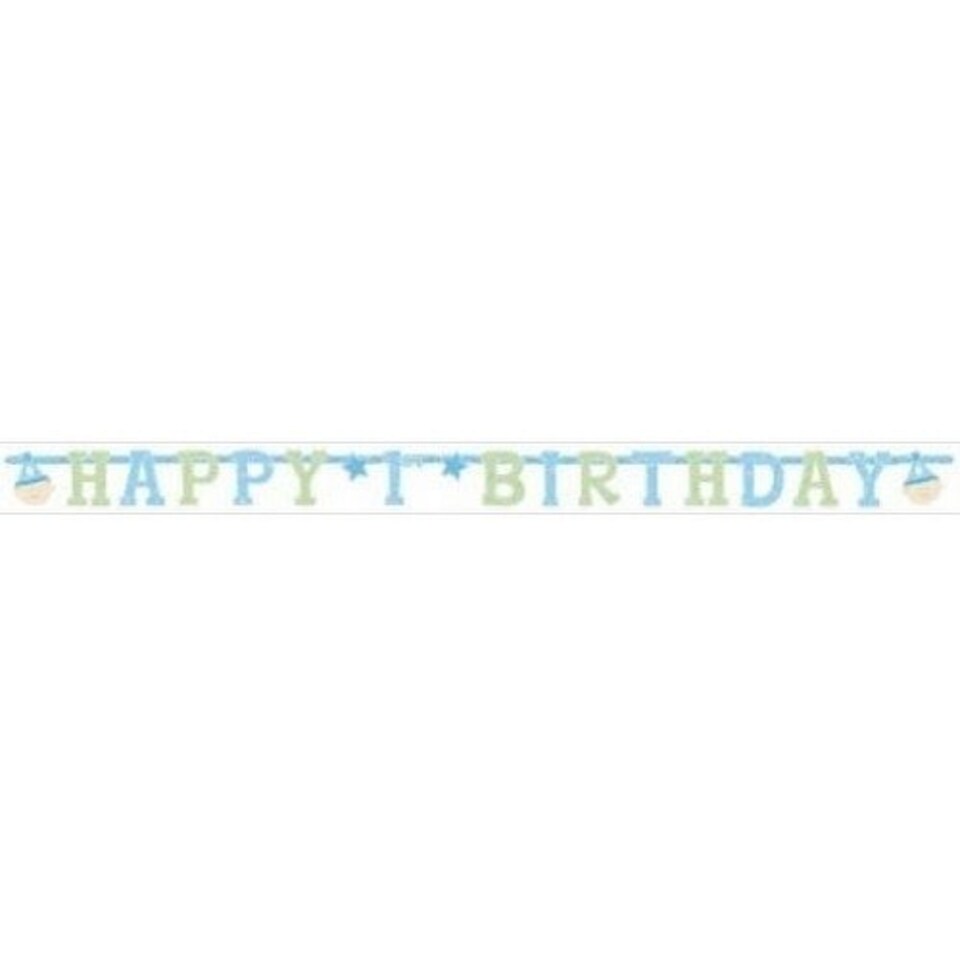 Amscan Illustrated Letter 1st Birthday Banner - Blue/Green - One Size