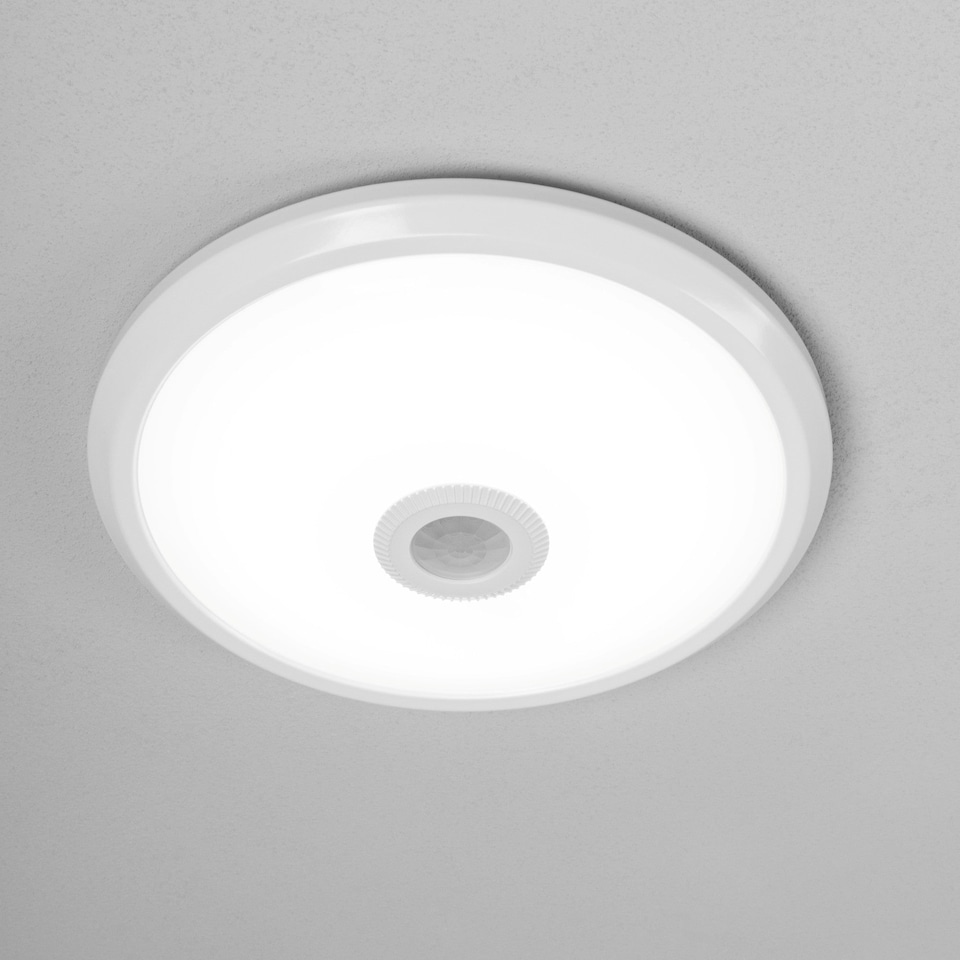 image 1 of CGC RIZZO 12W White Round LED Ceiling Light with Motion Sensor | White | White | Diameter: 29 cm, Width: 6 cm