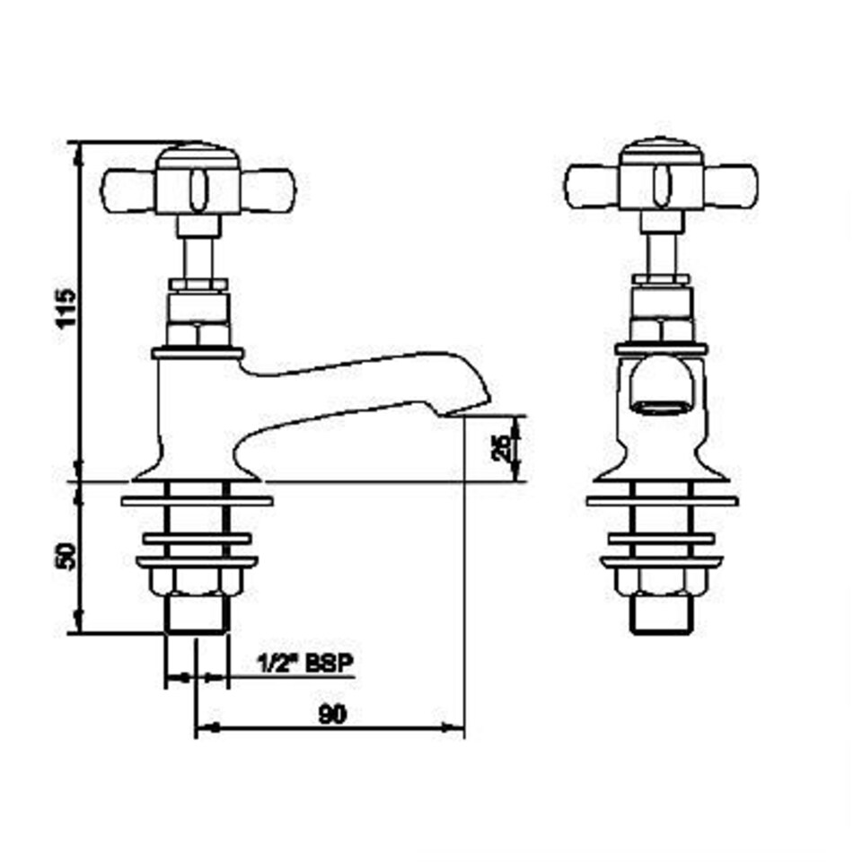image 1 of Balterley Kingsey Traditional Crosshead Basin Taps