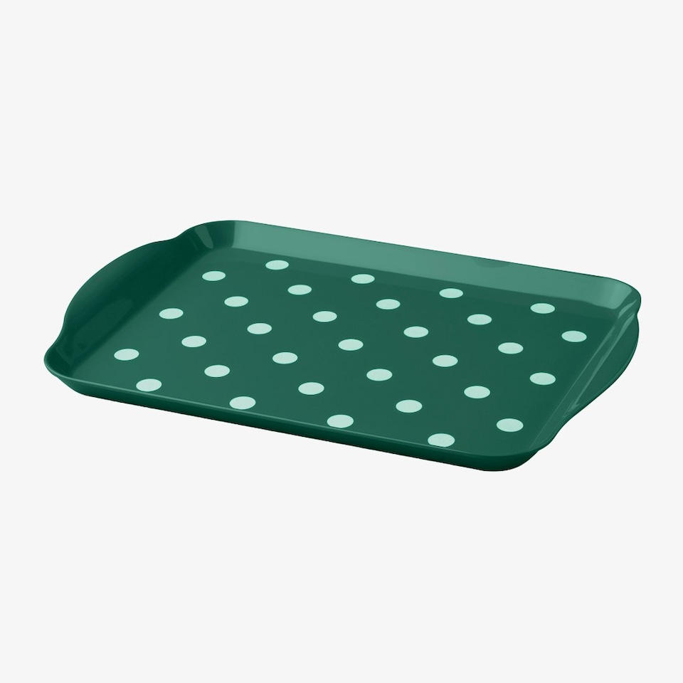 image 1 of Melamine Dotty Tray, Small Green | Forest Green