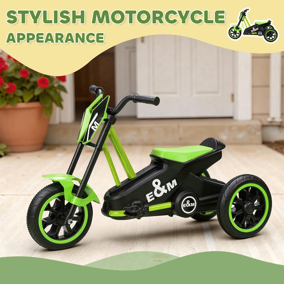 image 1 of AIYAPLAY Kids Tricycle Baby Trike, 3 Wheel Toddler Balance Bike, Green