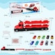 image 3 of 2-in-1 Alloy Car Transport Truck Toy Set with Foldable Catapult Race Track and 10 Mini Cars – Interactive Lights & Music