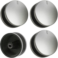 SPARES2GO Silver/Black Switch Knob for Lamona LAM3200 LAM3204 LAM3401 Hob Oven Cooker (Pack of 4)