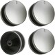 image 1 of SPARES2GO Silver/Black Switch Knob for Lamona LAM3200 LAM3204 LAM3401 Hob Oven Cooker (Pack of 4)