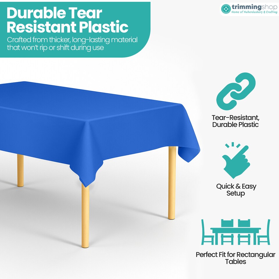 image 1 of Disposable Plastic Table Cover, Table Liner - 54" x 108"