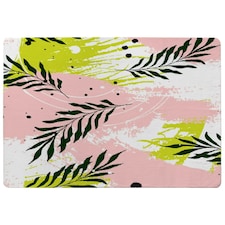 Green Leaves on Brush Strokes (Rug) Green | XL: 160x230cm