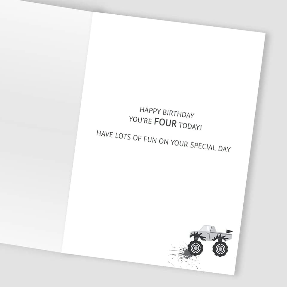 image 1 of Monster Trucks Embellished Boys 4th Birthday Card