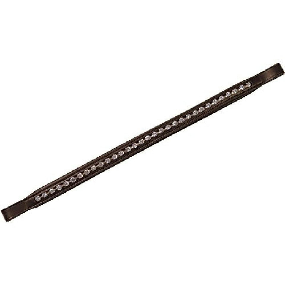 Collegiate Large Diamante Leather Browband - Brown - Full