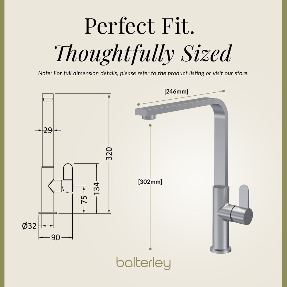 image 1 of Balterley Chara Kitchen Mono Mixer Tap with Single Lever Handle, Curved Swivel Spout | Silver | Brushed Nickel | 1