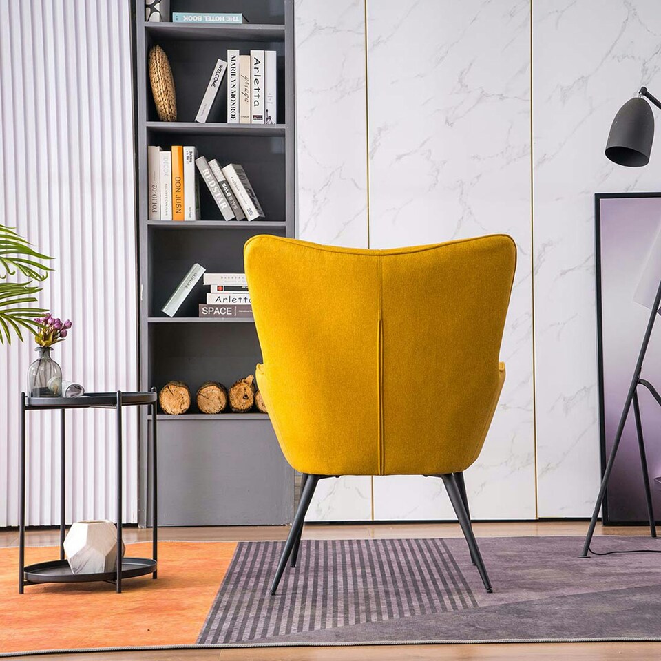 image 1 of Vera Fabric Occasional Living Room Modern Accent Chair (Yellow)