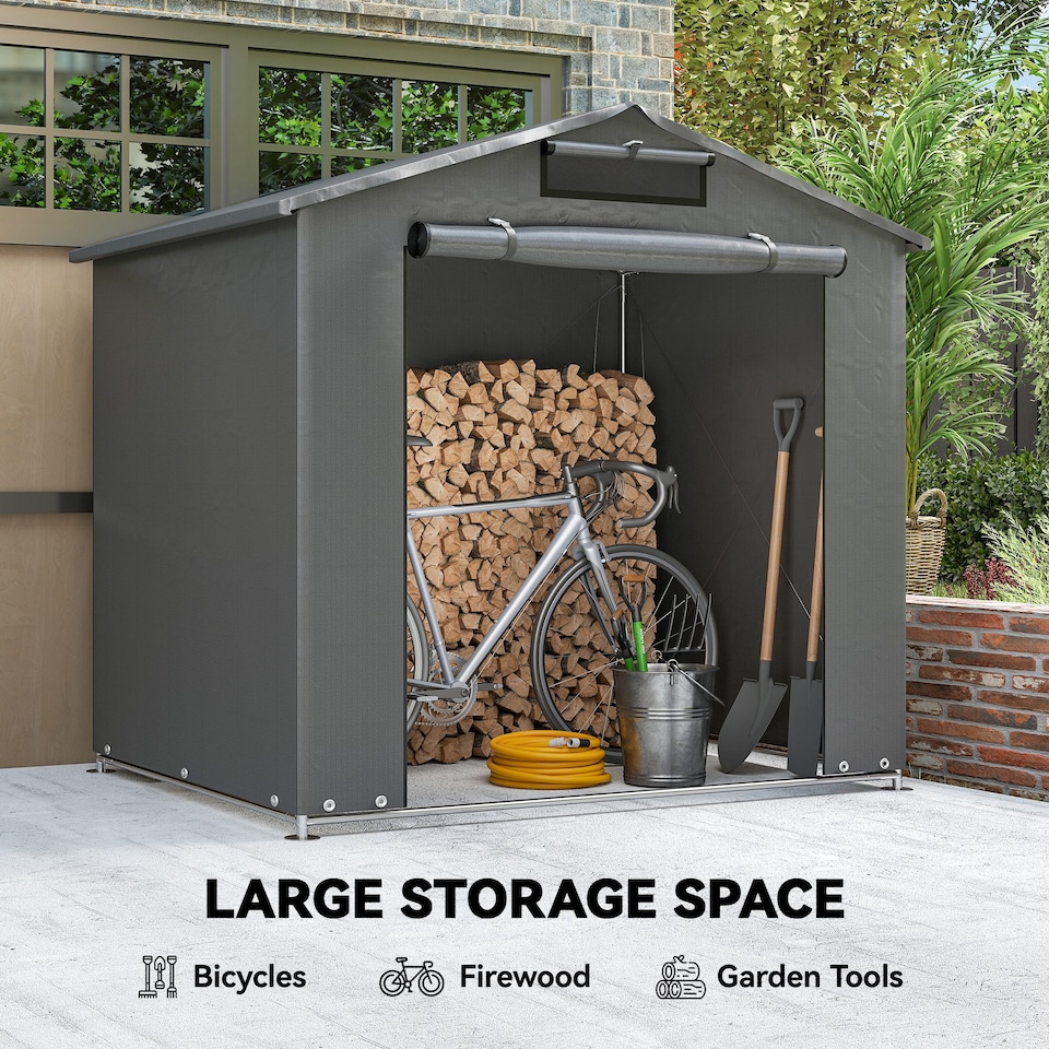 image 1 of Outsunny 6 x 4 ft Outdoor Garden Storage Shed Tent Portable Shed, Dark Grey