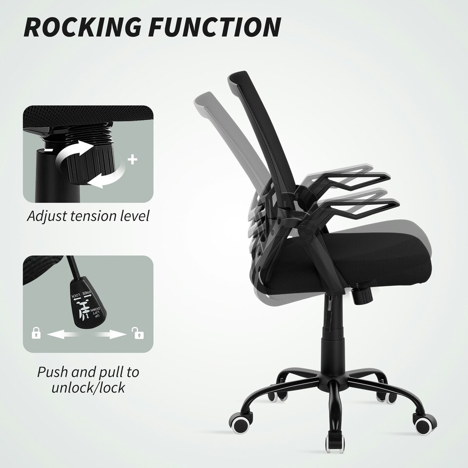 image 1 of Vinsetto Mesh Swivel Office Chair Task Computer Chair w/ Lumbar Support, Black Black