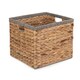 image 6 of Large Square Water Hyacinth With Grey Rope Border Storage Basket | Brown | Brown | L